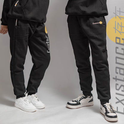 Black sherpa lined joggers(unisex)